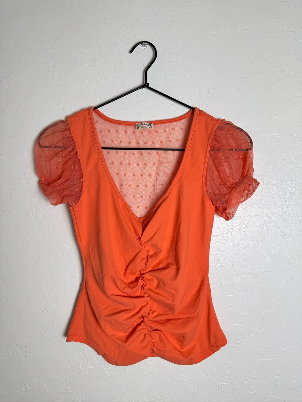 Intimately FP Free People Blush Up Neon Orange Ruched Front Blouse - Picture 2 of 11